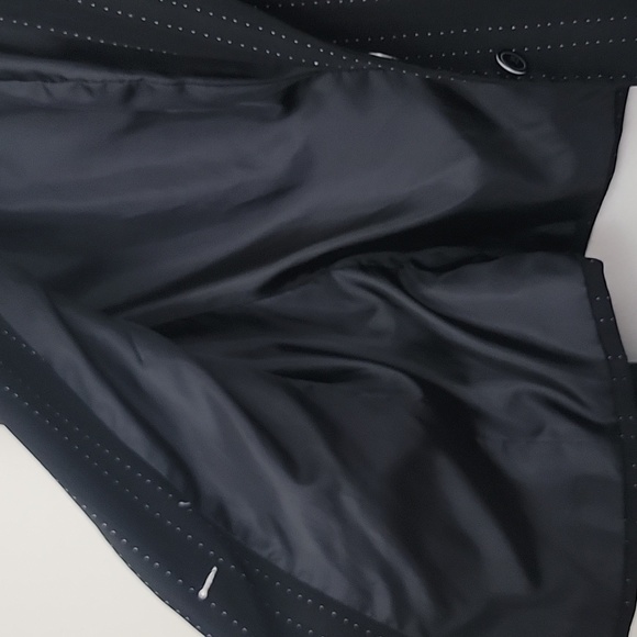 Rena Rowan Black w/ White Vertical Dot Stripes Short Blazer Jacket 12 - Picture 16 of 16